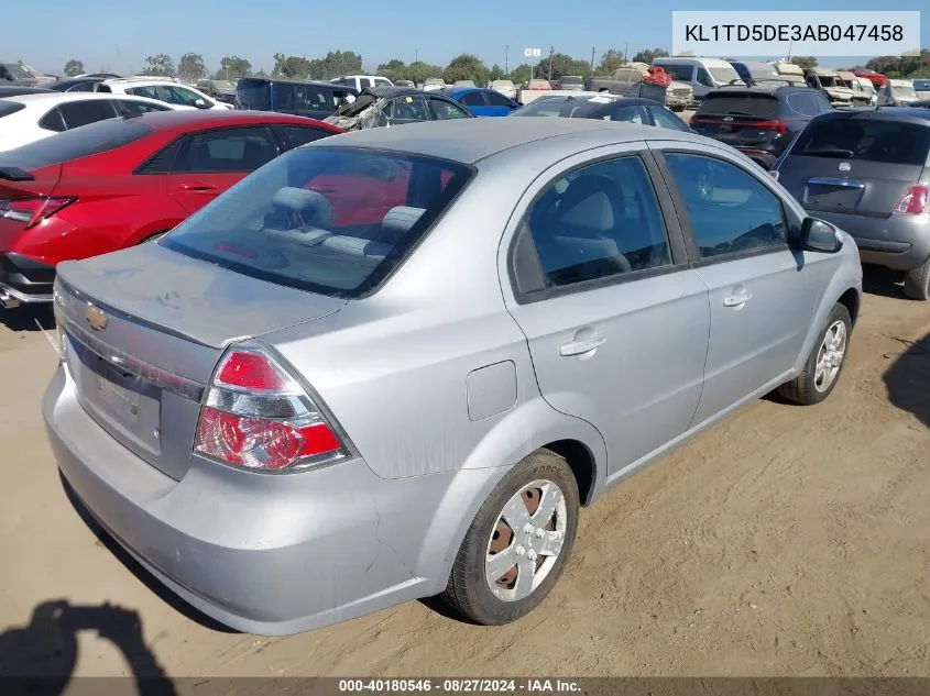 KL1TD5DE3AB047458 2010 Chevrolet Aveo Lt