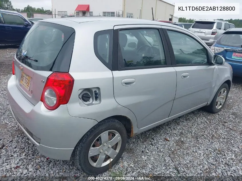 2010 Chevrolet Aveo Lt VIN: KL1TD6DE2AB128800 Lot: 40274370