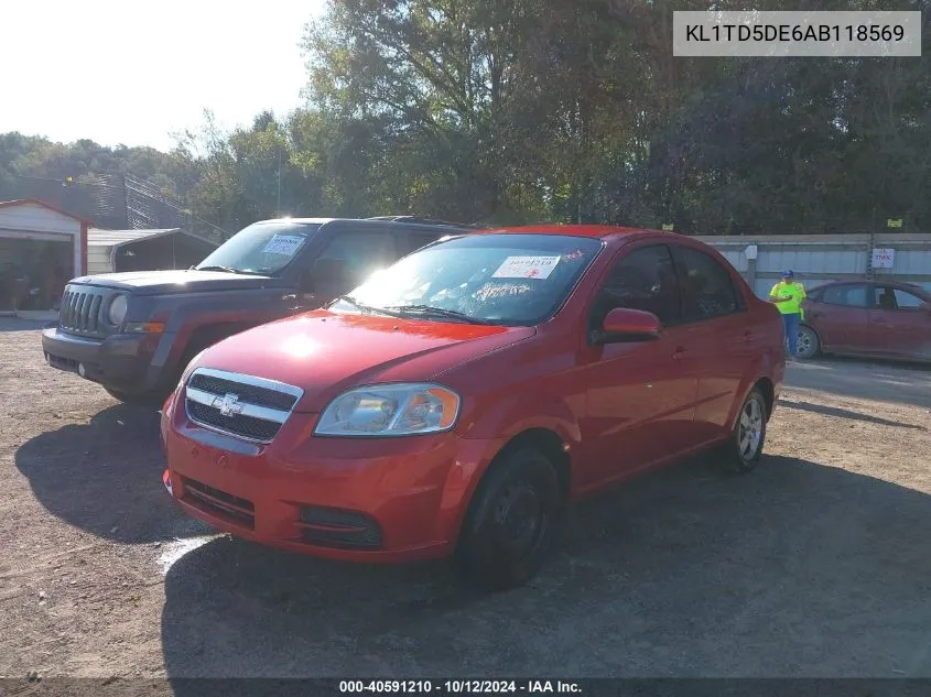 2010 Chevrolet Aveo Lt VIN: KL1TD5DE6AB118569 Lot: 40591210