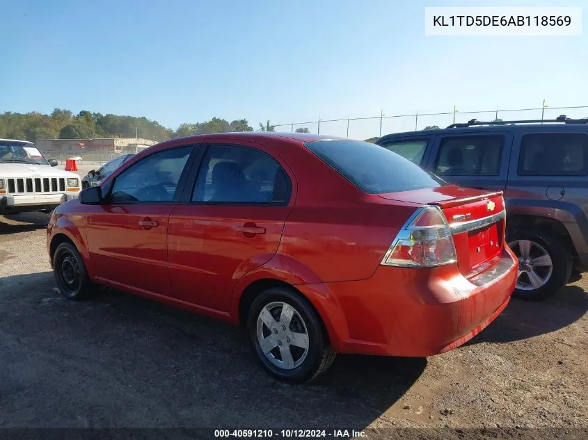 2010 Chevrolet Aveo Lt VIN: KL1TD5DE6AB118569 Lot: 40591210