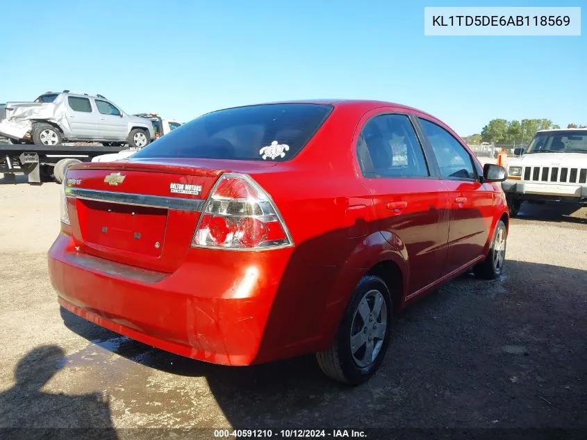 2010 Chevrolet Aveo Lt VIN: KL1TD5DE6AB118569 Lot: 40591210