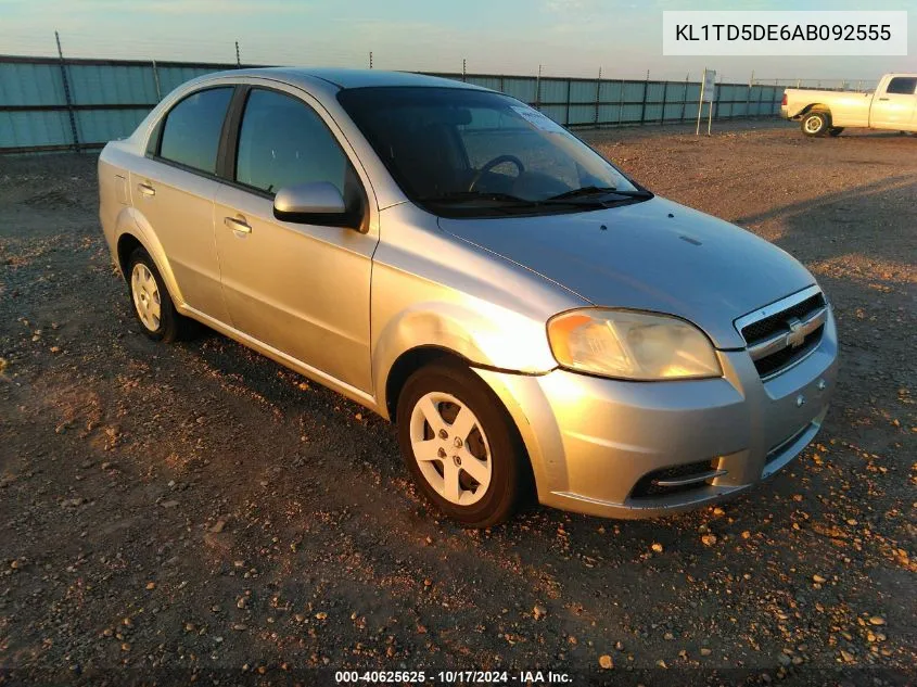 2010 Chevrolet Aveo Lt VIN: KL1TD5DE6AB092555 Lot: 40625625