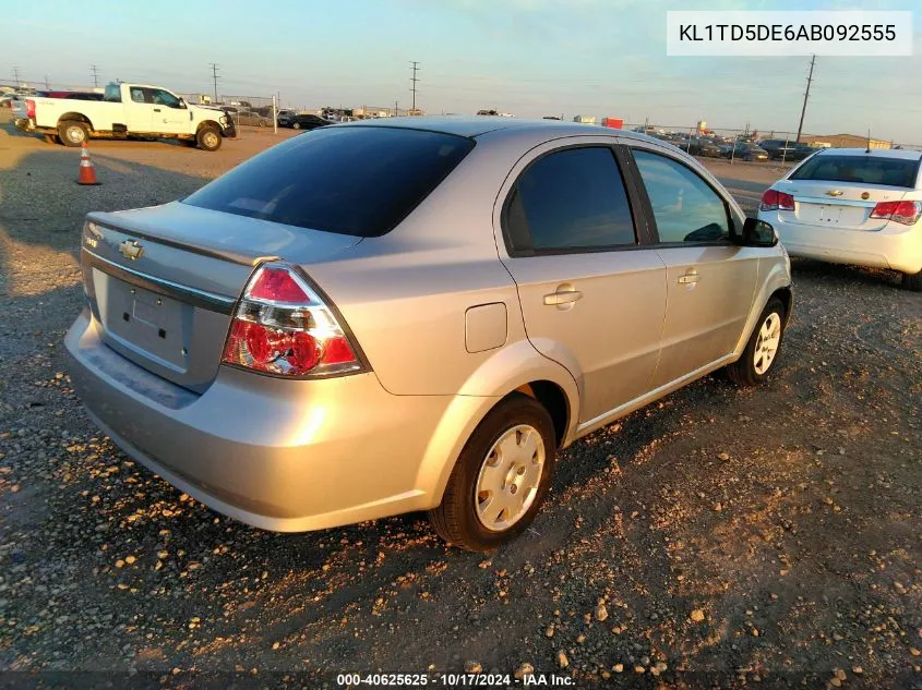 2010 Chevrolet Aveo Lt VIN: KL1TD5DE6AB092555 Lot: 40625625