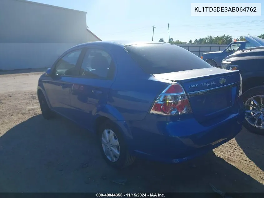 2010 Chevrolet Aveo Lt VIN: KL1TD5DE3AB064762 Lot: 40844355