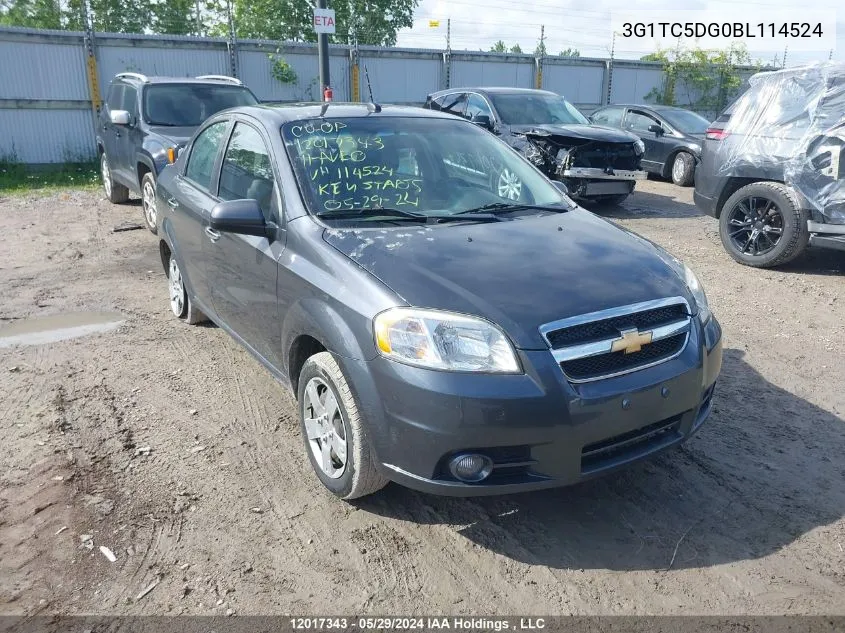 2011 Chevrolet Aveo VIN: 3G1TC5DG0BL114524 Lot: 12017343