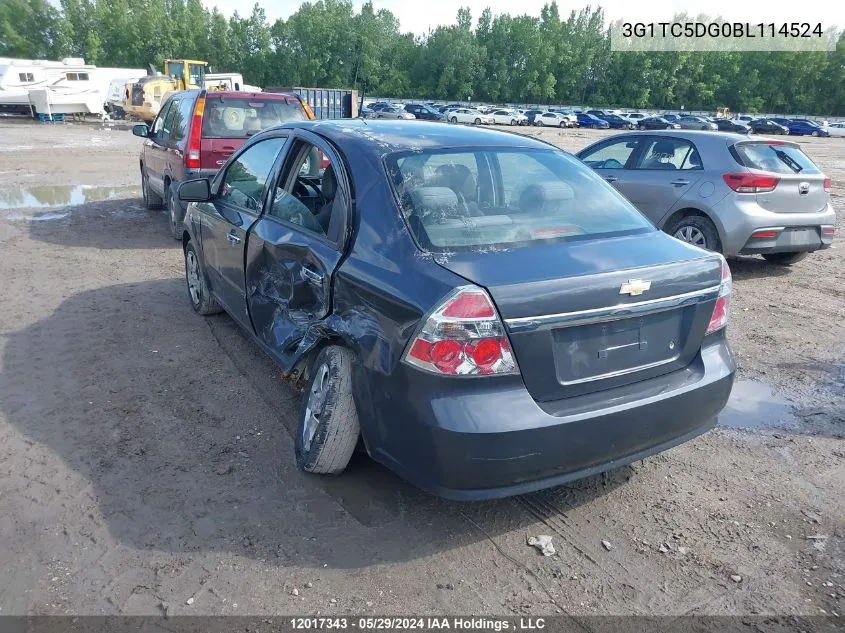 2011 Chevrolet Aveo VIN: 3G1TC5DG0BL114524 Lot: 12017343