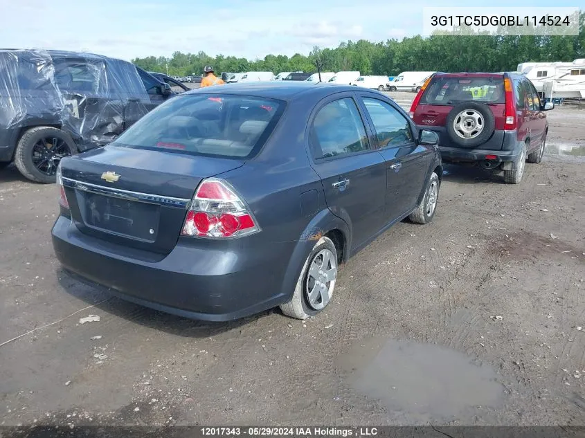 2011 Chevrolet Aveo VIN: 3G1TC5DG0BL114524 Lot: 12017343