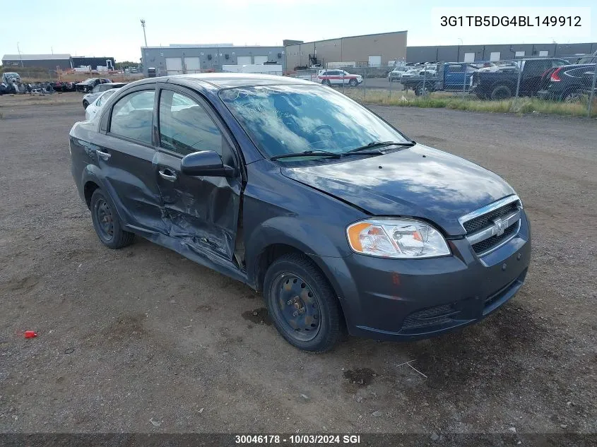 3G1TB5DG4BL149912 2011 Chevrolet Aveo Ls