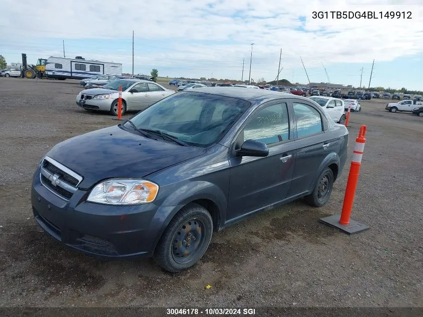 3G1TB5DG4BL149912 2011 Chevrolet Aveo Ls