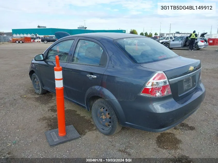 2011 Chevrolet Aveo Ls VIN: 3G1TB5DG4BL149912 Lot: 30046178