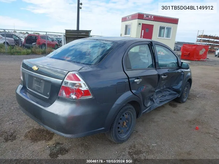 2011 Chevrolet Aveo Ls VIN: 3G1TB5DG4BL149912 Lot: 30046178