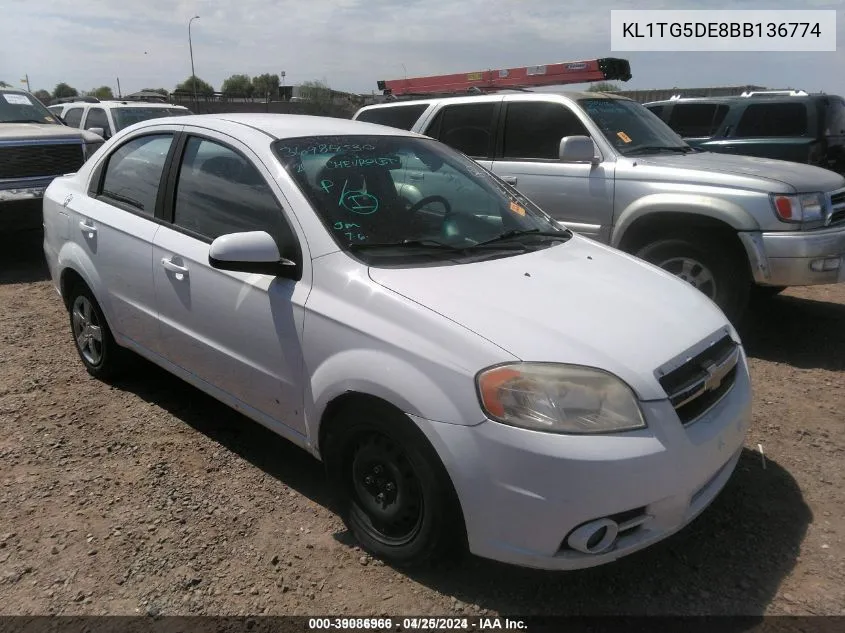 2011 Chevrolet Aveo 2Lt VIN: KL1TG5DE8BB136774 Lot: 39086966