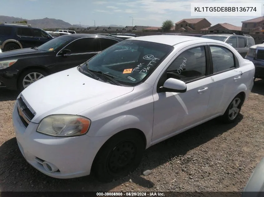 2011 Chevrolet Aveo 2Lt VIN: KL1TG5DE8BB136774 Lot: 39086966