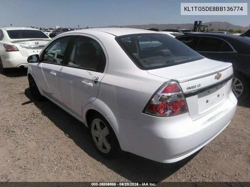 2011 Chevrolet Aveo 2Lt VIN: KL1TG5DE8BB136774 Lot: 39086966