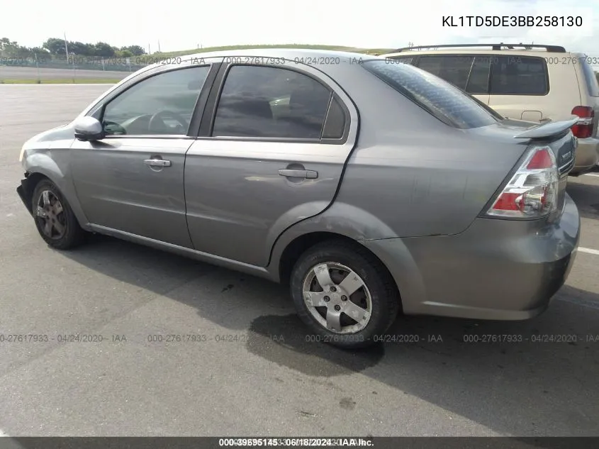 2011 Chevrolet Aveo 1Lt VIN: KL1TD5DE3BB258130 Lot: 39695145