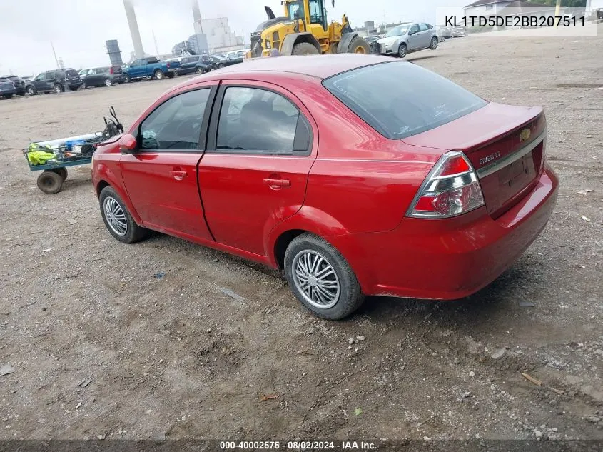 2011 Chevrolet Aveo 1Lt VIN: KL1TD5DE2BB207511 Lot: 40002575