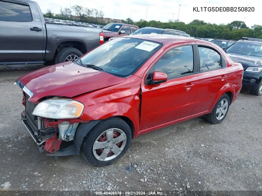 2011 Chevrolet Aveo 2Lt VIN: KL1TG5DE0BB250820 Lot: 40408575