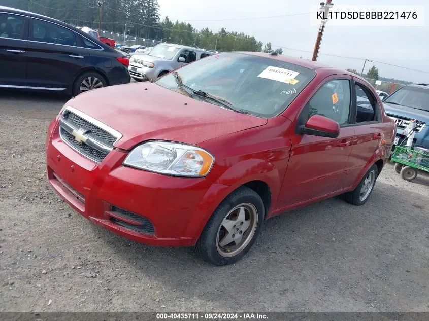 2011 Chevrolet Aveo 1Lt VIN: KL1TD5DE8BB221476 Lot: 40435711