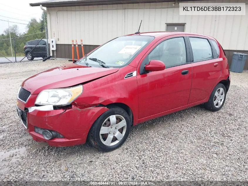 2011 Chevrolet Aveo 1Lt VIN: KL1TD6DE3BB172323 Lot: 40444731