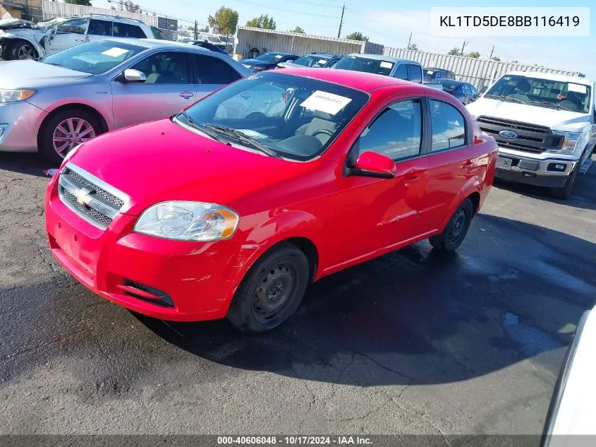 2011 Chevrolet Aveo 1Lt VIN: KL1TD5DE8BB116419 Lot: 40606048