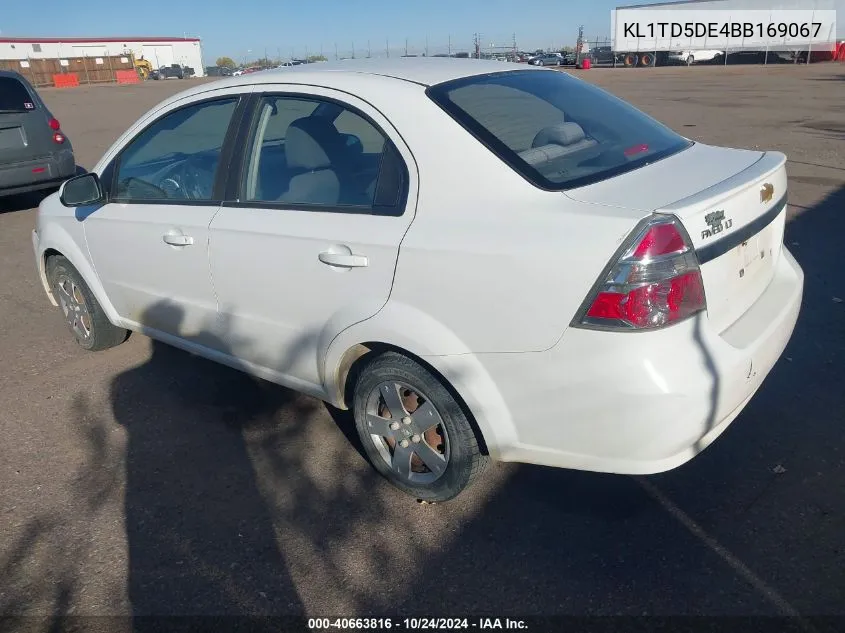 2011 Chevrolet Aveo 1Lt VIN: KL1TD5DE4BB169067 Lot: 40663816