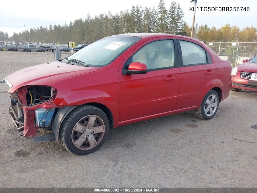 2011 Chevrolet Aveo 2Lt VIN: KL1TG5DE0BB256746 Lot: 40685302