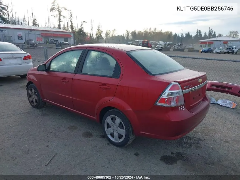 2011 Chevrolet Aveo 2Lt VIN: KL1TG5DE0BB256746 Lot: 40685302