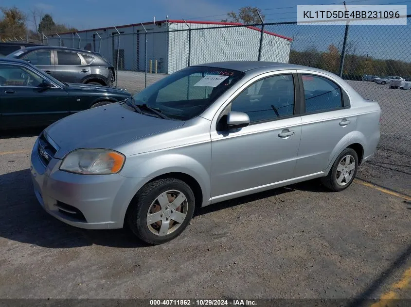 2011 Chevrolet Aveo 1Lt VIN: KL1TD5DE4BB231096 Lot: 40711862