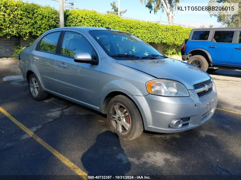 2011 Chevrolet Aveo Lt VIN: KL1TG5DE8BB206015 Lot: 40732357