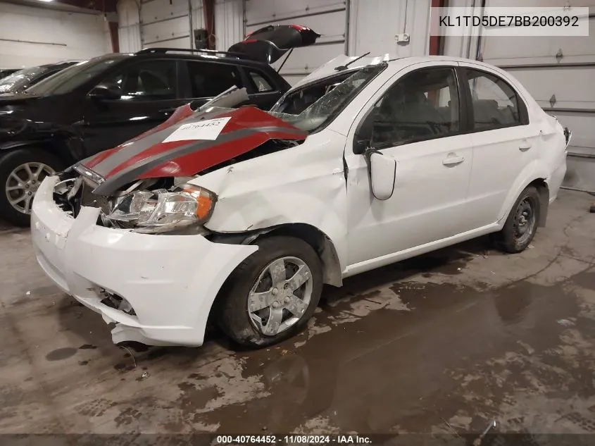 2011 Chevrolet Aveo 1Lt VIN: KL1TD5DE7BB200392 Lot: 40764452