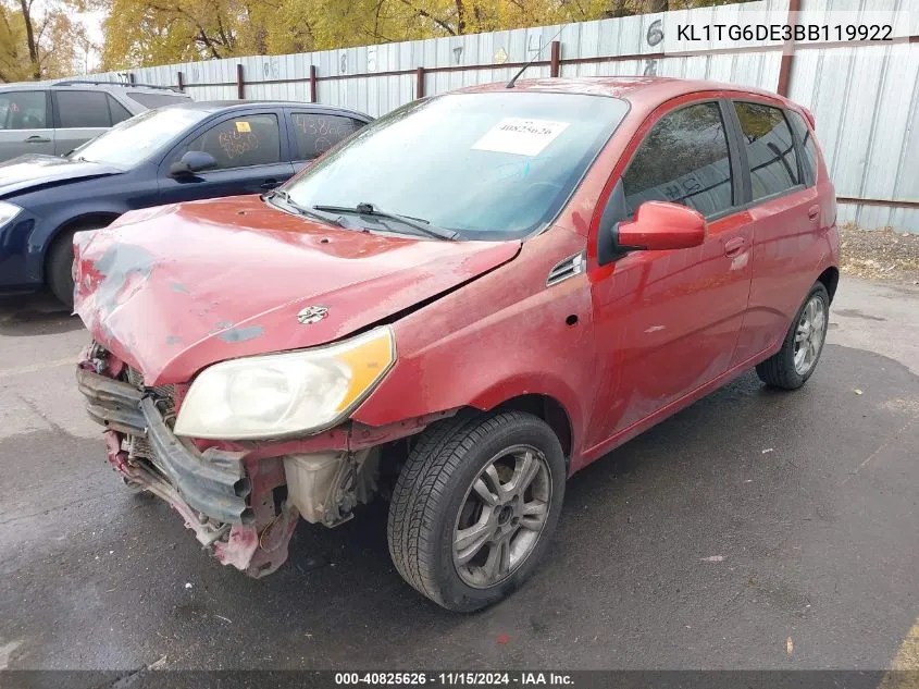 2011 Chevrolet Aveo 2Lt VIN: KL1TG6DE3BB119922 Lot: 40825626