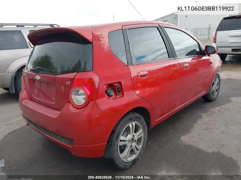 2011 Chevrolet Aveo 2Lt VIN: KL1TG6DE3BB119922 Lot: 40825626