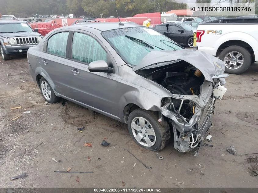 2011 Chevrolet Aveo 1Lt VIN: KL1TD5DE3BB189746 Lot: 40828265