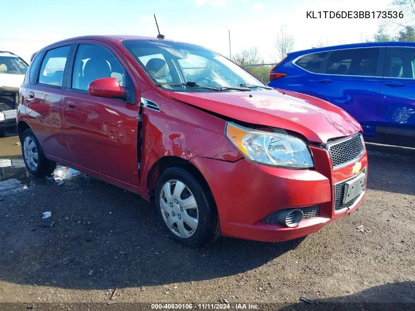 2011 Chevrolet Aveo 1Lt VIN: KL1TD6DE3BB173536 Lot: 40830106