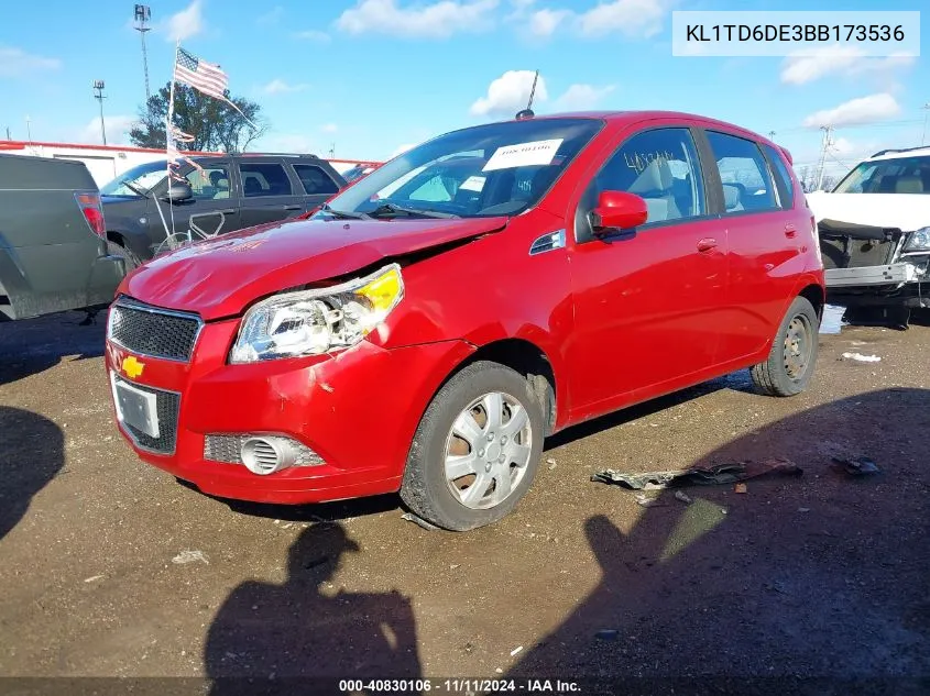 2011 Chevrolet Aveo 1Lt VIN: KL1TD6DE3BB173536 Lot: 40830106