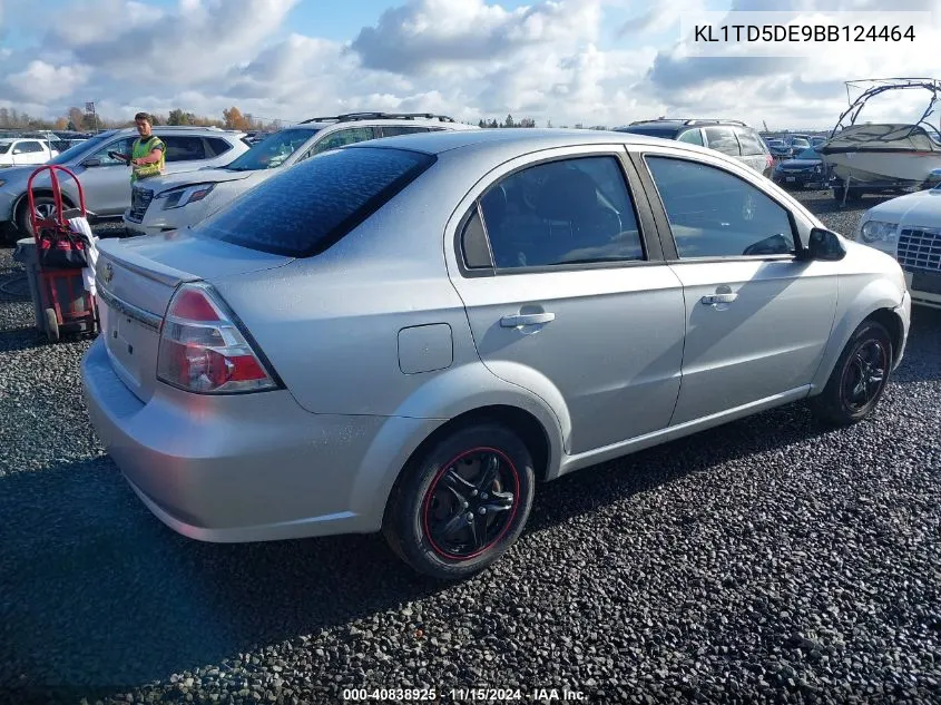 2011 Chevrolet Aveo 1Lt VIN: KL1TD5DE9BB124464 Lot: 40838925