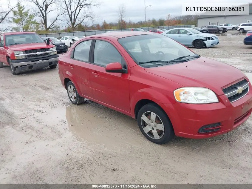 2011 Chevrolet Aveo 1Lt VIN: KL1TD5DE6BB166381 Lot: 40892573