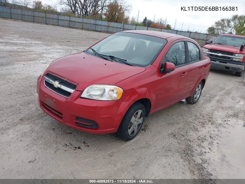 2011 Chevrolet Aveo 1Lt VIN: KL1TD5DE6BB166381 Lot: 40892573