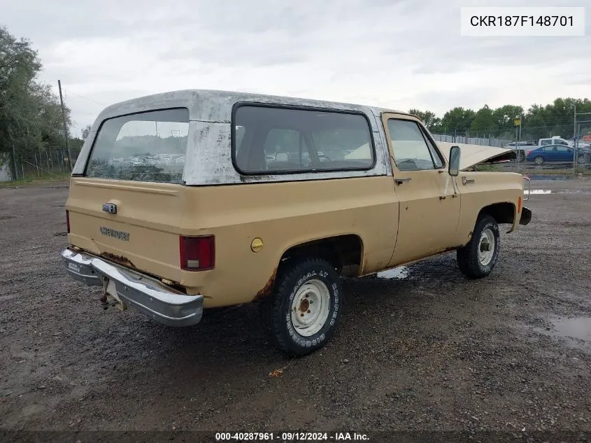 1977 Chevrolet Blazer VIN: CKR187F148701 Lot: 40287961