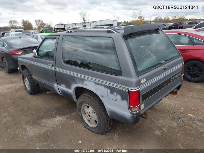 1986 Chevrolet Blazer S10 VIN: 1G8CT18R5G0124041 Lot: 40730306