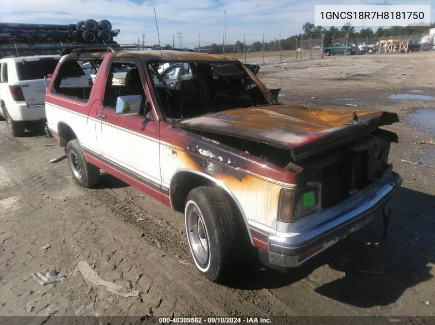 1987 Chevrolet Blazer S10 VIN: 1GNCS18R7H8181750 Lot: 40309562