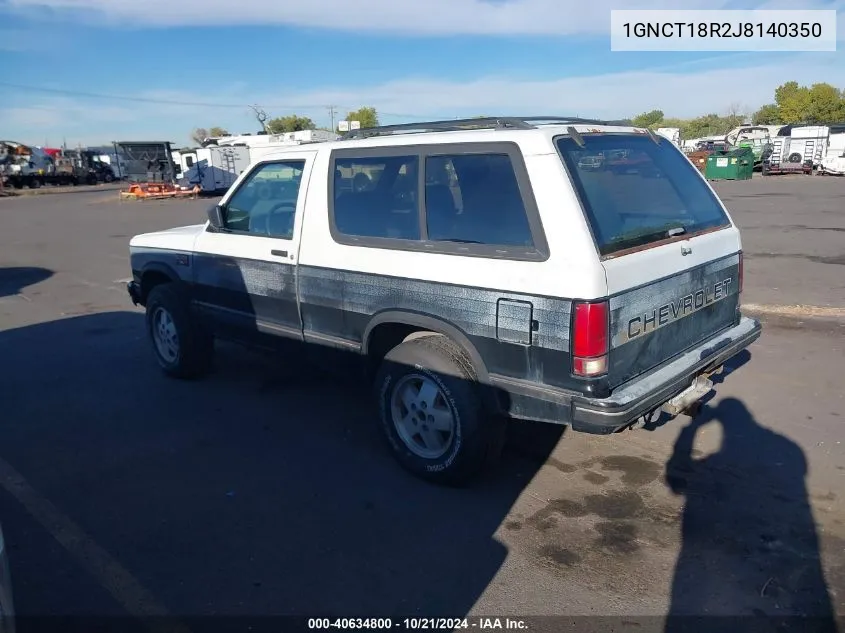 1988 Chevrolet Blazer S10 VIN: 1GNCT18R2J8140350 Lot: 40634800