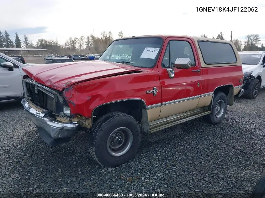 1988 Chevrolet Blazer V10 VIN: 1GNEV18K4JF122062 Lot: 40666430