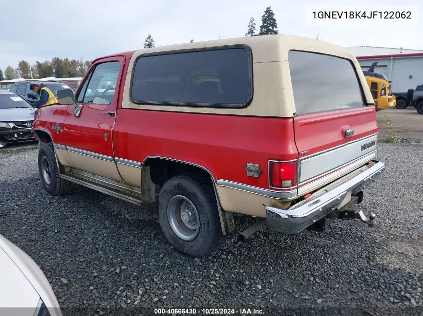 1988 Chevrolet Blazer V10 VIN: 1GNEV18K4JF122062 Lot: 40666430