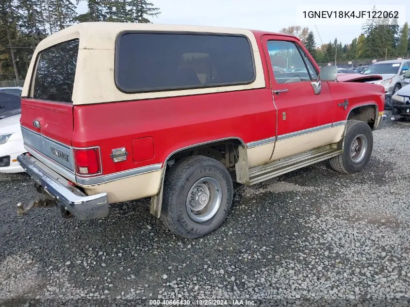 1988 Chevrolet Blazer V10 VIN: 1GNEV18K4JF122062 Lot: 40666430