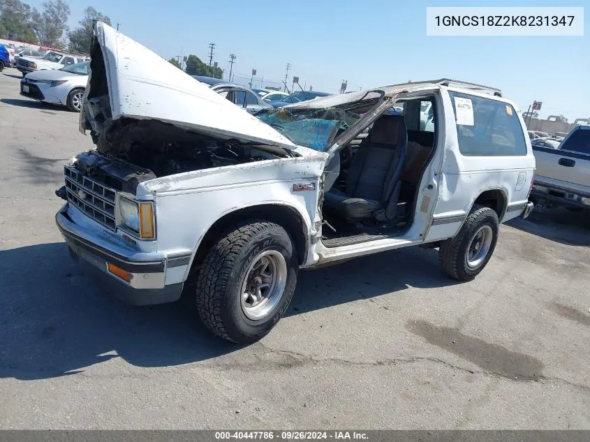 1989 Chevrolet Blazer S10 VIN: 1GNCS18Z2K8231347 Lot: 40447786