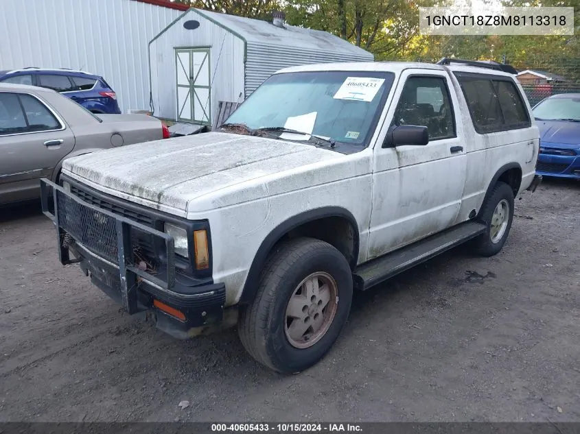 1991 Chevrolet Blazer S10 VIN: 1GNCT18Z8M8113318 Lot: 40605433