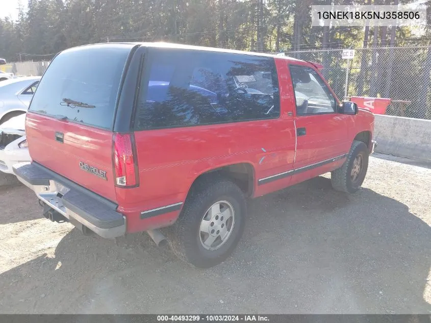 1992 Chevrolet Blazer K1500 VIN: 1GNEK18K5NJ358506 Lot: 40493299