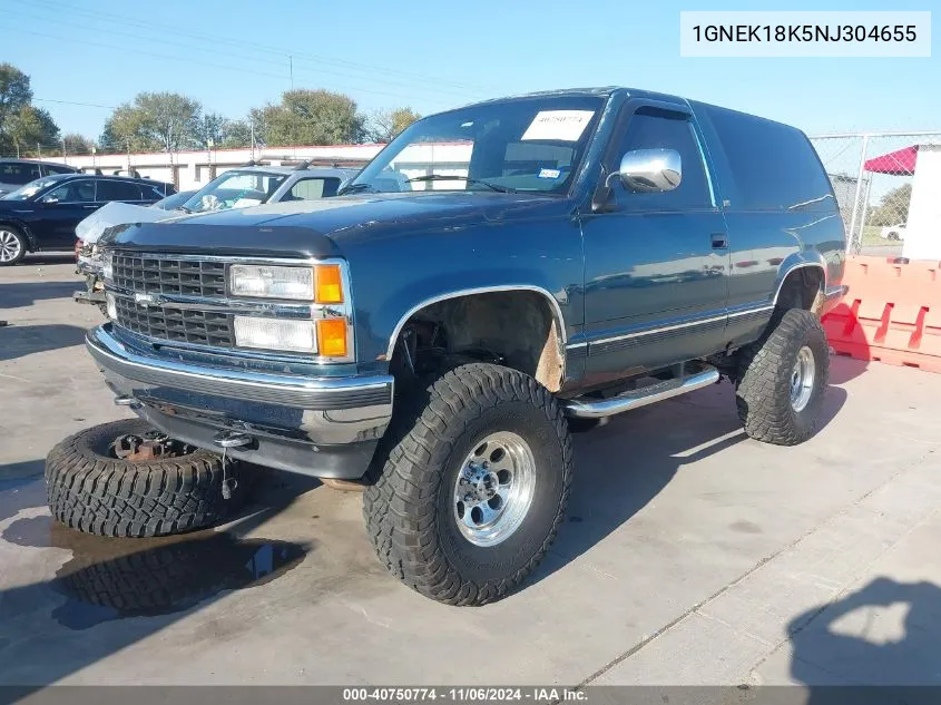 1992 Chevrolet Blazer K1500 VIN: 1GNEK18K5NJ304655 Lot: 40750774