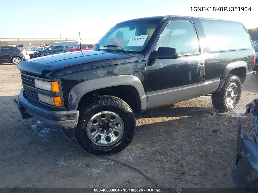 1993 Chevrolet Blazer K1500 VIN: 1GNEK18K0PJ351904 Lot: 40633064